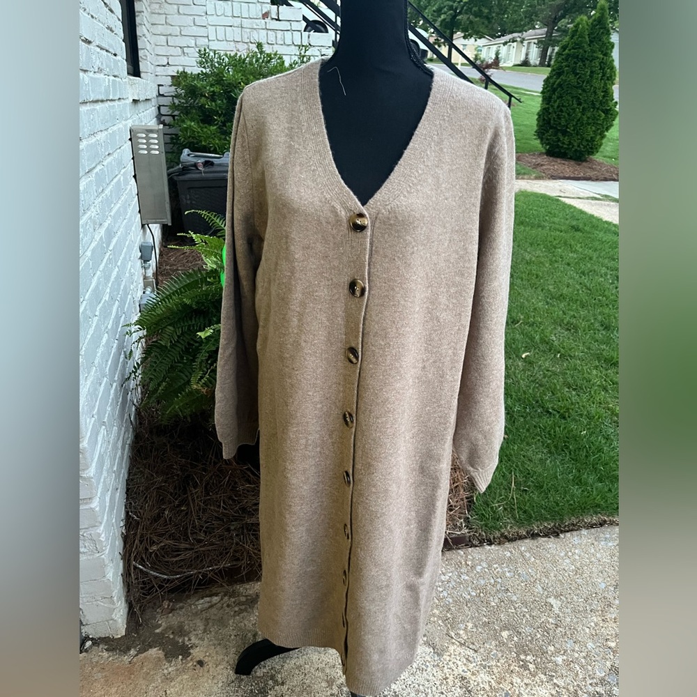 Inherit Clothing Company Lauren Button Up Sweater Taupe 2XL NEW $30